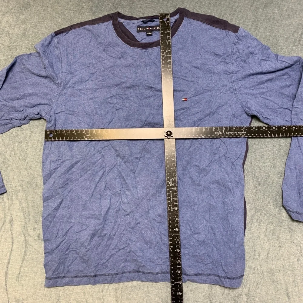 Tommy Hilfiger Shirt Mens Large Heather Blue Crew Neck Long Sleeve Regular Fit